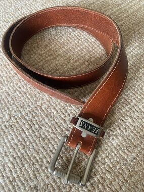 Brown Leather Men's Belt with Jeans Logo Buckle